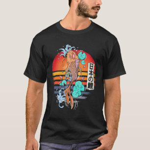 T-shirt Koi Poisson esthétique Japonais Art Retro