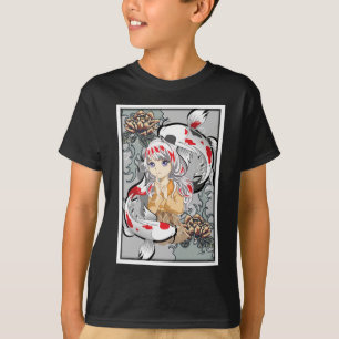 T-shirt Koi Poisson japonais Anime esthétique Otaku Girl