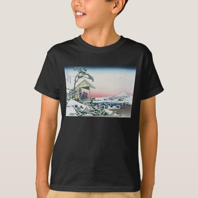 T-shirt Koishikawa Tea House View Mt Fuji par Hokusai (Devant)