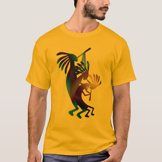 T-shirt Kokopelli Dance Musicien Or (Devant)