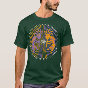 T-shirt Kokopelli Duo - Rays Circle - Spirit Of Sun Music 