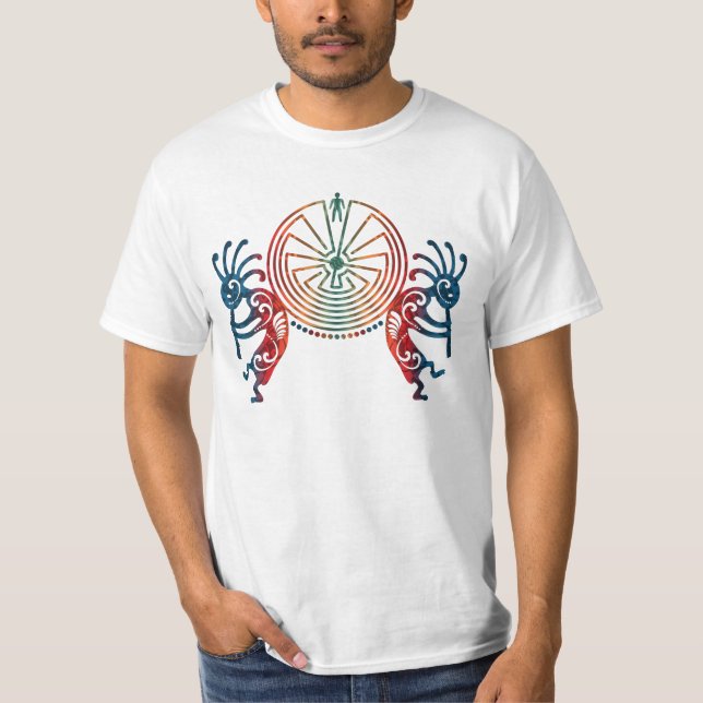 T-shirt KOKOPELLI / MAN IN THE MAZE + votre texte (Devant)