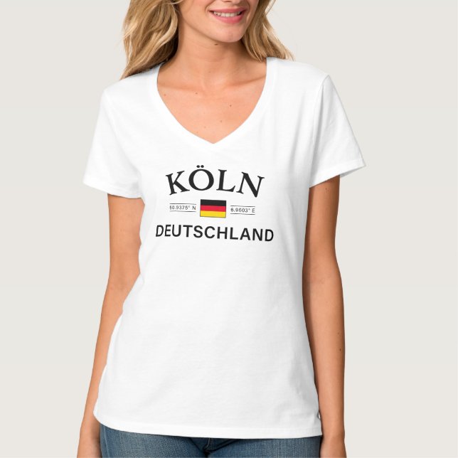 T-shirt Koln (Cologne) Deutschland coordonne allemand (Devant)