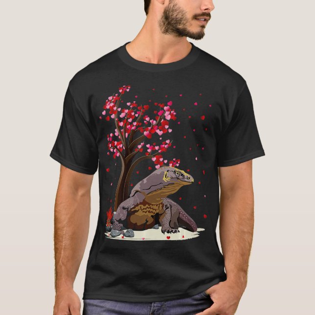 T-shirt Komodo Dragon Lover Heart Tree Komodo Dragon Valen (Devant)