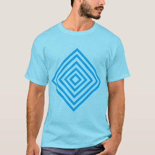 T-Shirt - Konzentrische Aquablau-Diamantformen
