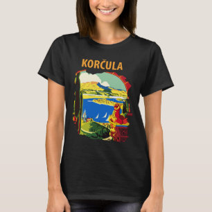 T-shirt Korcula Croatie Vue sur le port Voyage Vert
