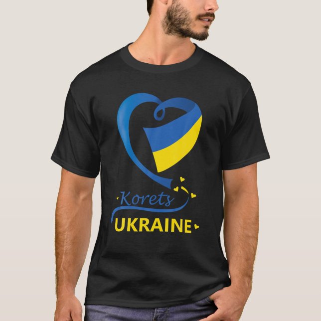 T-shirt Korets Ukraine National Drapeau Coeur Emblem Crest (Devant)