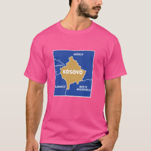 T-shirt Kosovo Carte politique aux couleurs du drapeau. Vo