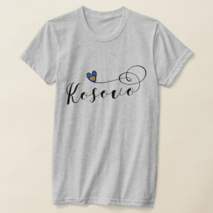 T-shirt Kosovo Drapeau Coeur, I Love Kosovo, Kosovan