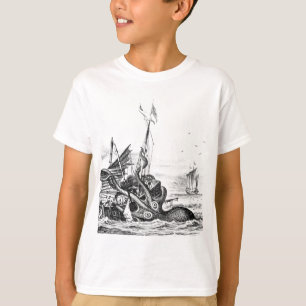 T-shirt Kraken Eatting un bateau de navigation