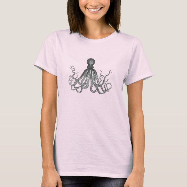 T-shirt Kraken - Octopus géant noir / Cthulu (Devant)