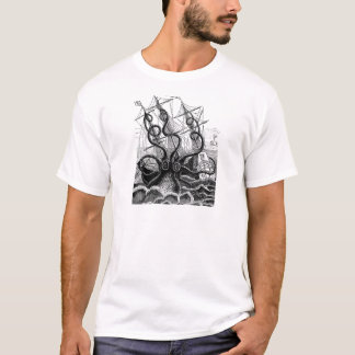 T-shirt Kraken/poulpe Eatting un bateau de pirate,