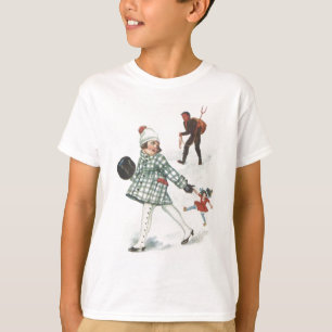 T-shirt Krampus Poursuivant Une Petite Fille Avec Poupée