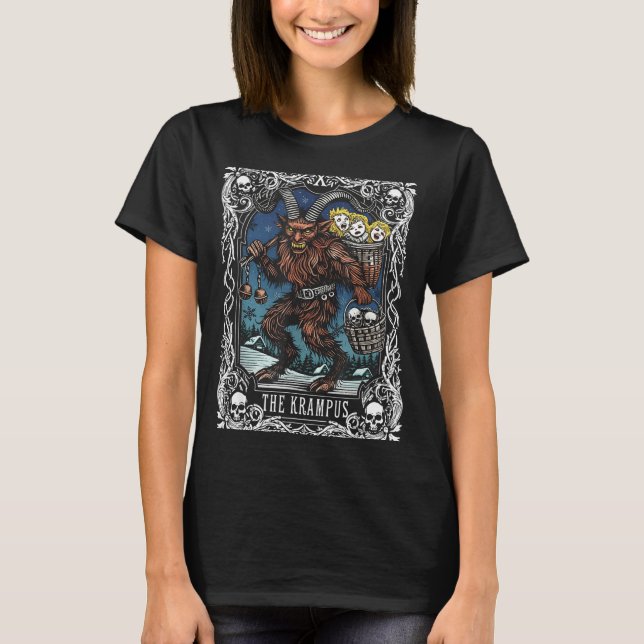 T-shirt Krampus Tarot Card Design Christmas Season Evil Pa (Devant)