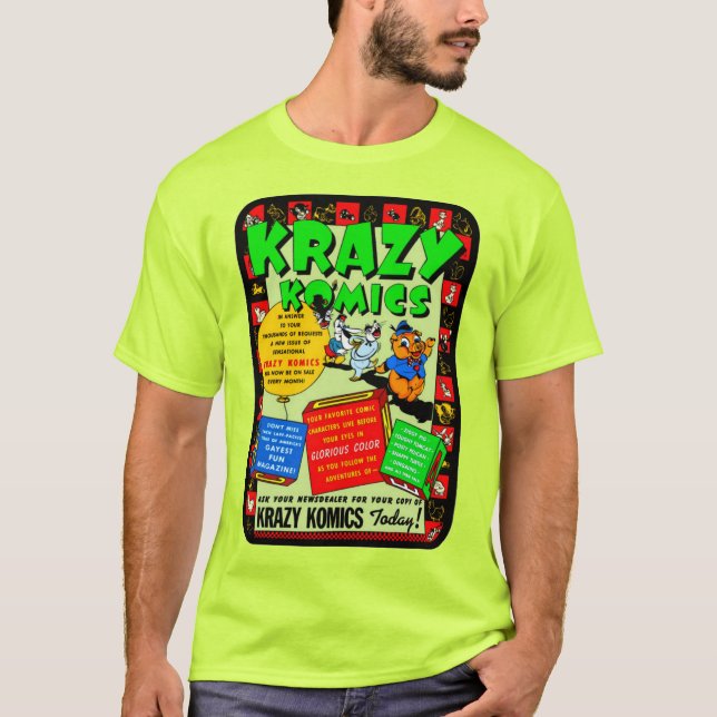 T-shirt KRAZY Komics classique des années 1940 (Devant)