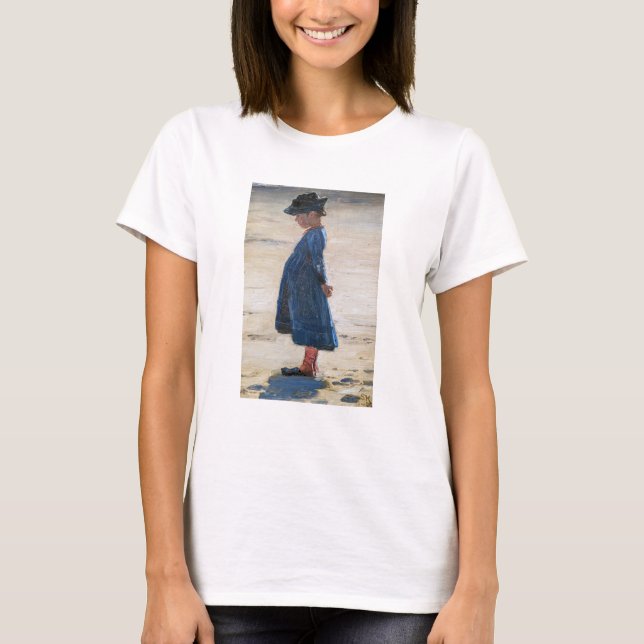 T-shirt Kroyer - Petite fille debout sur Skagen Beach (Devant)