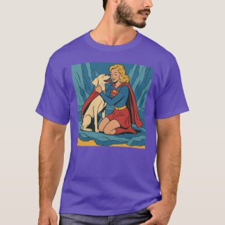 T-shirt Krypto Meets Supergirl Enthusiastic Hug gift retro