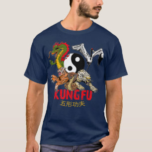 T-shirt Kung Fu 5 Animaux Formes Tiger Grane Léopard Serpe