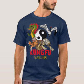 T-shirt Kung Fu 5 Animaux Formes Tiger Grane Léopard Serpe