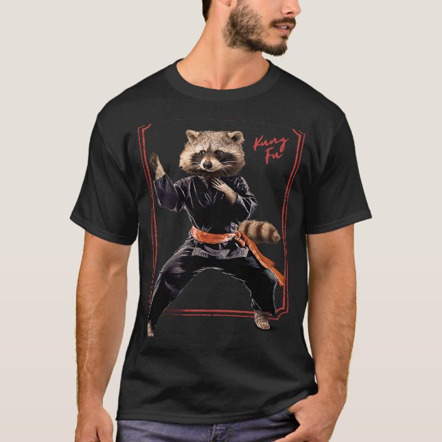 T-shirt Kung Fu Raccoon Ninja Team Trash Material (Devant)