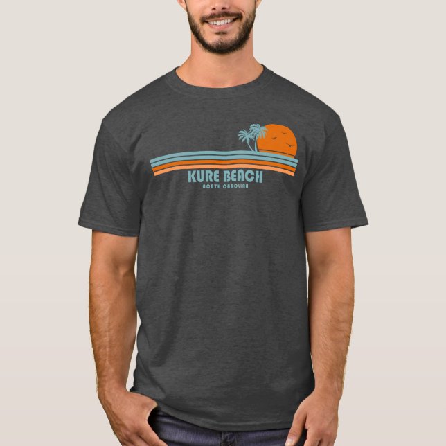 T-shirt Kure Beach Caroline du Nord Sun Palm Trees (Devant)