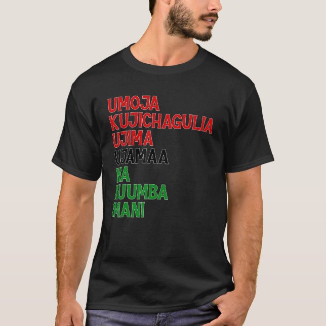 T-shirt Kwanzaa Kinara Set Pour Enfants Hommes Femmes Sept (Devant)