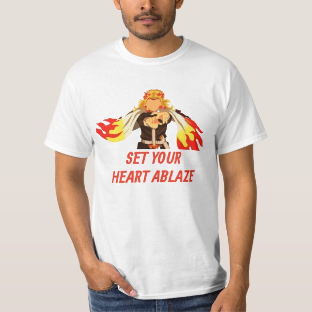 T-shirt kyojuro rengoku brûler votre coeur (Devant)