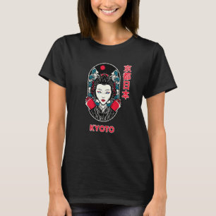 T-shirt Kyoto Japon Trippy Geisha avec les yeux bleus japo