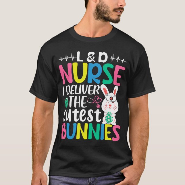 T-shirt L D Nurse Bunny Robe de Pâques pour femmes (Devant)