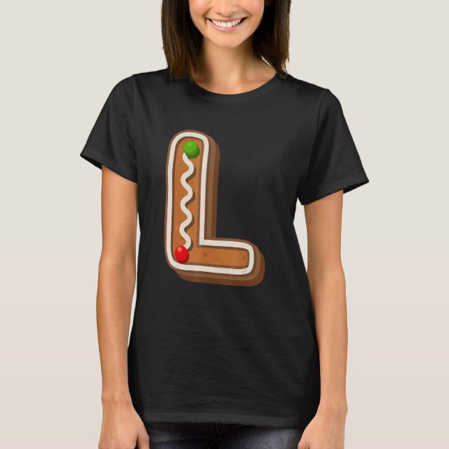T-shirt L Majuscule Cutest Noël Cookie Alphabet (Devant)