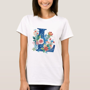 T-shirt L Monogramme orné design floral