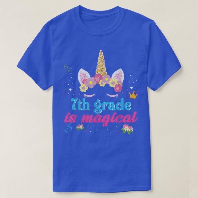 T-shirt La 7e Année Est Magique Unicorne Fille Retour À L' (Design devant)