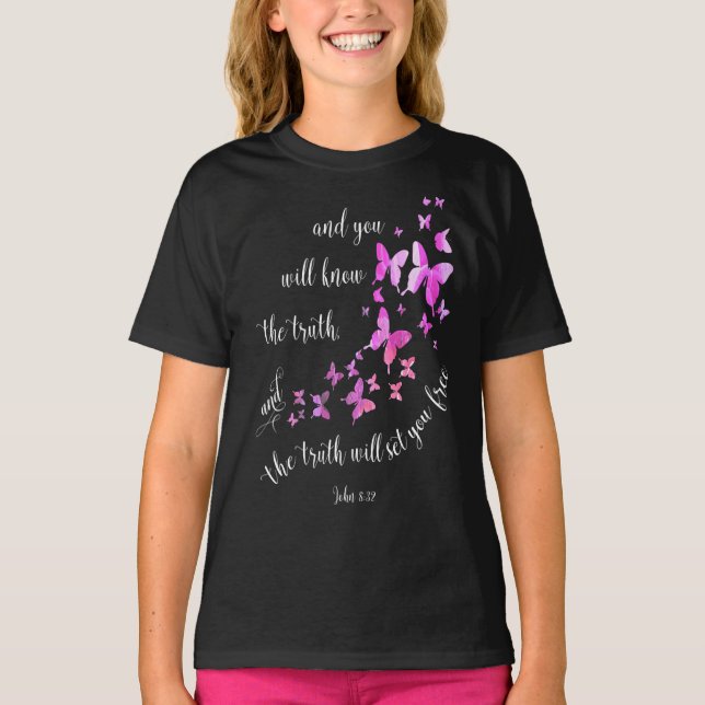 T-shirt La Bible chrétienne Verse Papillon Femmes & Filles (Devant)