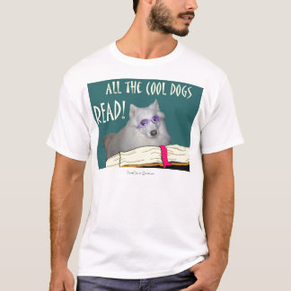 T-shirt La bibliothèque - Samoyed - les chiens frais a lu