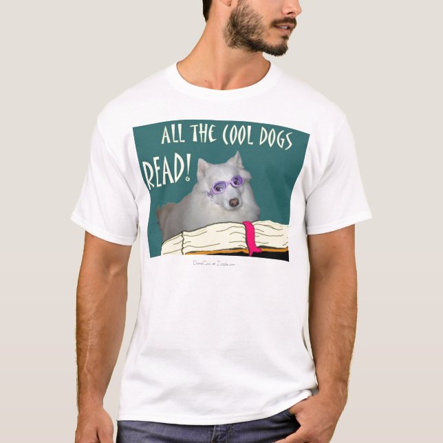 T-shirt La bibliothèque - Samoyed - les chiens frais a lu (Devant)
