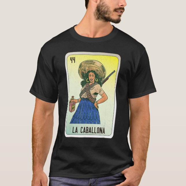 T-shirt La Caballona Mexican Slang Lottery Bingo Cards (Devant)
