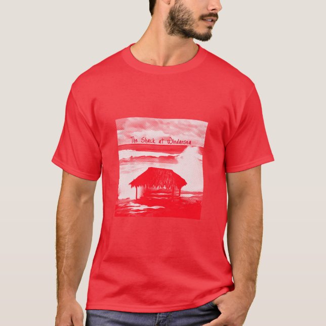 T-shirt La cabane @ Windansea Red Halftone image sur un ro (Devant)