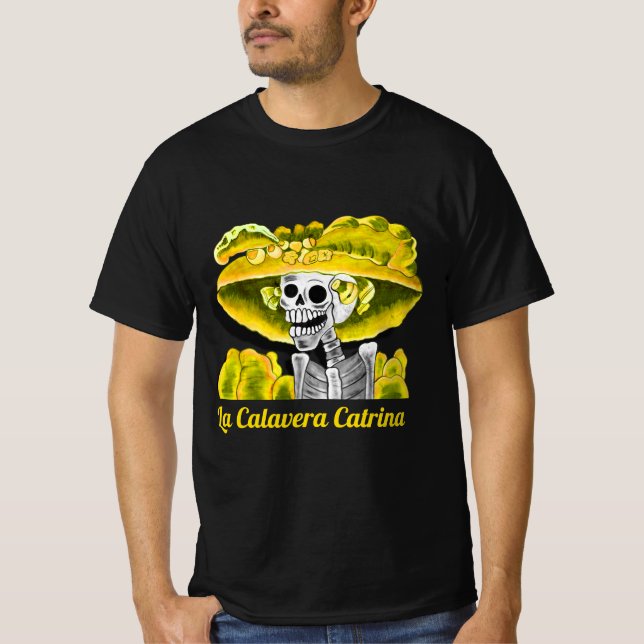 T-shirt La Calavera Catrina en Bonnet Jaune (Devant)