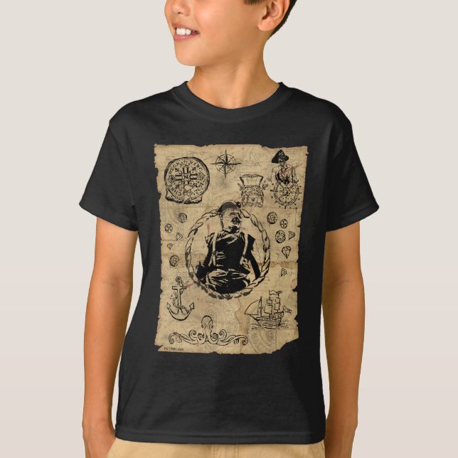 T-shirt La carte des bijoux au trésor des Goonies (Devant)
