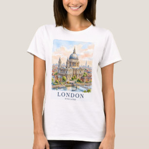T-shirt La cathédrale Saint-Paul de Londres - Aquarelle - 