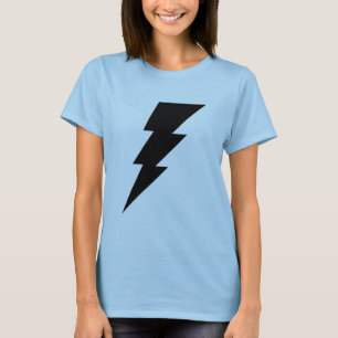 T-shirt La chemise de foudre des femmes noires de boulon