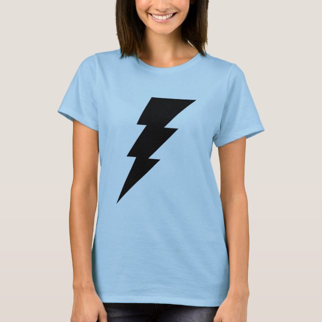T-shirt La chemise de foudre des femmes noires de boulon (Devant)