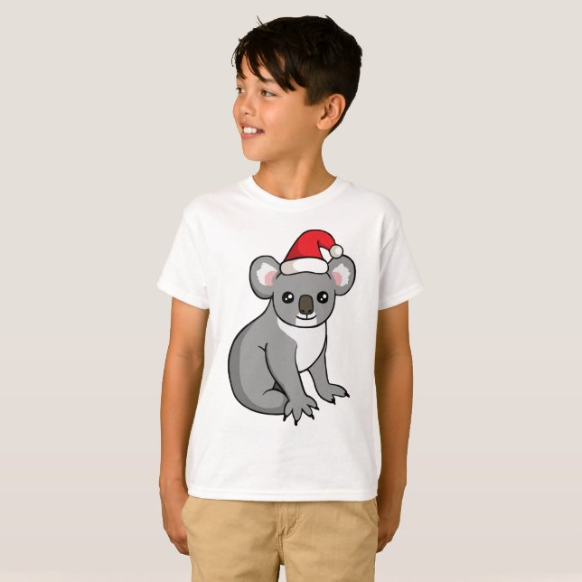 T-shirt La chemise de Noël de koala de Père Noël de (Devant entier)