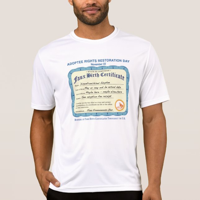 T-shirt La chemise des hommes d'acte de naissance de Faux (Devant)
