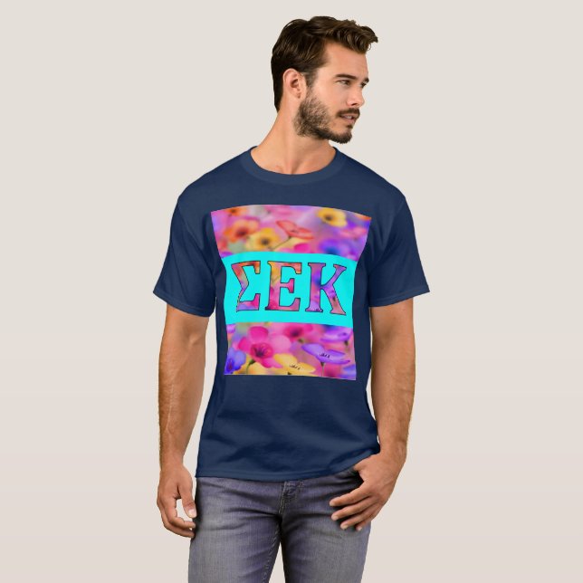 T-shirt La chemise des hommes d'amour de fleur de SEK (Devant entier)