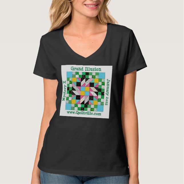 T-shirt La chemise d'illusion des femmes grandes de v-cou, (Devant)