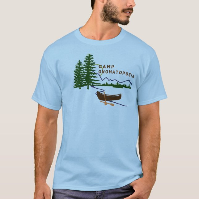 T-shirt La chemise du campeur d'onomatopée de camp (Devant)