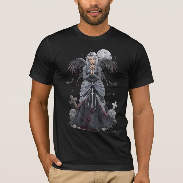 T-shirt La chemise foncée d'ange de prêtresse (Devant)