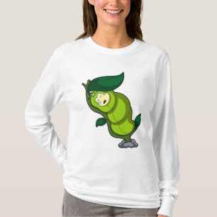 T-shirt La chenille au coucher avec la feuille