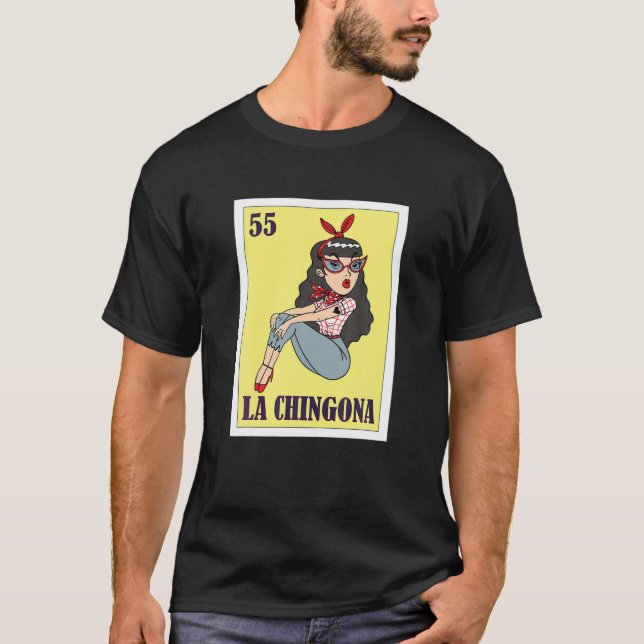 T-shirt La Chingona Mexican Lottery, Bingo Card Game (Devant)